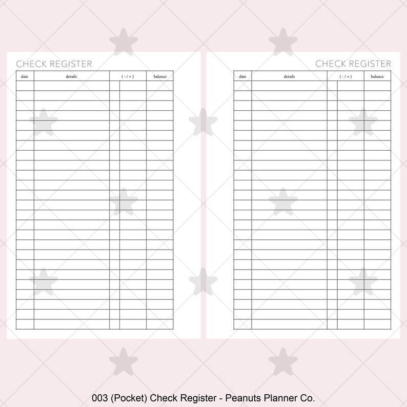 Two Register Check Out PRINTED 003: Check Register CHOOSE SIZE - Etsy