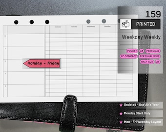 PRINTED 159: Weekday Monday Friday Schedule Horizontal CHOOSE SIZE