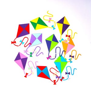 Kite Die Cuts, Vibrant Colors, Party Decorations (Pkg of 6)
