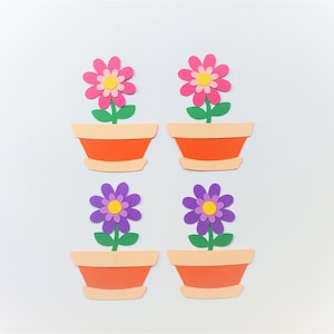 Plant Pot, Die Cut Flowers, Flower Decoration - Set of 4