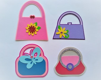 Die Cut Purses, Paper Handbags, Purse Decorations - Set of 4