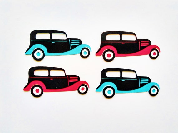 vintage car die cut classic paper car car cutout set of 4 paper car