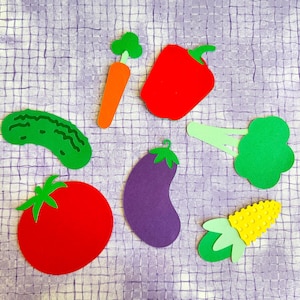 Vegetable Die Cuts, Paper Veggies - Set of 7