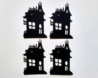 Haunted House, Halloween Die Cut, Party Decoration - Set of 4