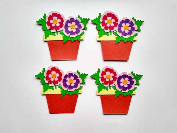 paper flower pot flower pot die cut die cut plant pot set etsy paper flower pot