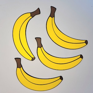 Banana Die Cut, Fruit Decoration - Set of 4