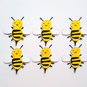 Die Cut Bee, Bumble Bee Cutout, Paper Bumble Bee - Set of 6