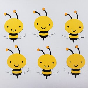 Bee Die Cut, Paper Bee, Bee Birthday Party - Set of 6