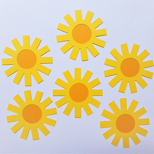 Sunshine Die Cut, Paper Sun, Summer Decorations - Set of 6