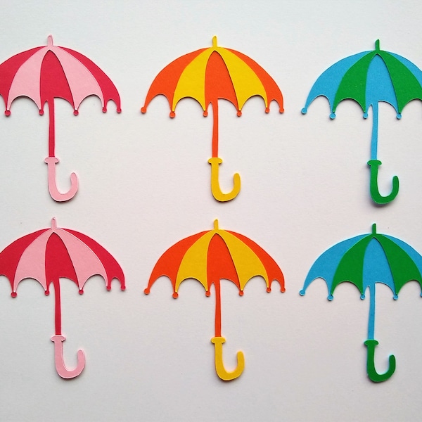 Umbrella Die Cut, Umbrella Decoration, Umbrella Cutout - set of 6