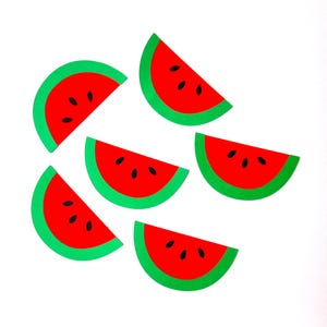 Watermelon Die Cut, Beach Party Decoration, Watermelon Cutout - Set of 6