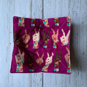 Female Empowerment, Feminist, Peace Signs, Cheetah Print, Girl Power, Bowl Cozy, bowl cozies, Reversible Bowl Cozy, Washable Bowl Cozy