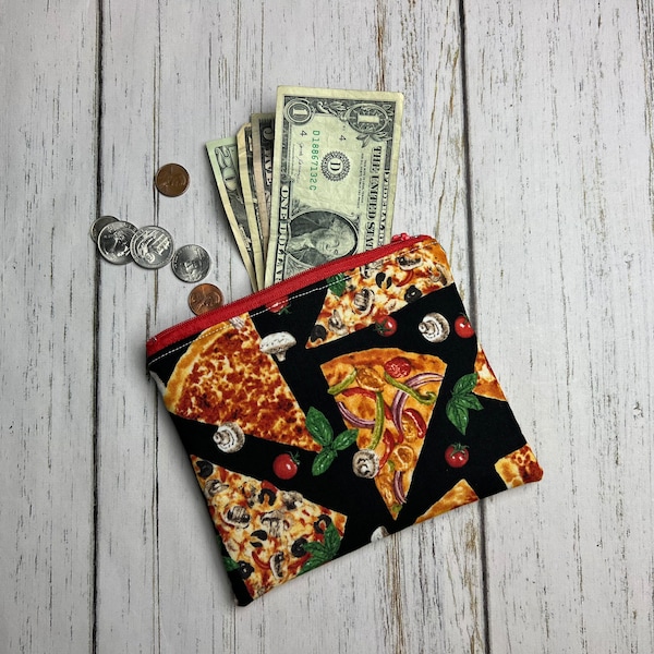 Gourmet Pizza Zipper Pouch, Coin Change Purse, Food Gift for Friends