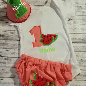 One in a Melon,Girls First Birthday Outfit,Cake Smash Outfit, Watermelon Birthday Outfit,First Birthday,Pink and Green,Cake Smash Outfit,