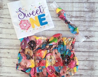 Donut cake Smash Outfit, Birthday Outfit, Sweet One Donut Birthday,Donut Smash Cake Outfit, First Birthday Outfit, Donut Party, For Girl