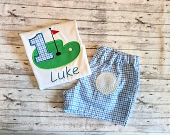 Embroidered Golf First Birthday Outfit,Cake Smash Set,Birthday outfit,Boy Birthday, Golf Outfit,Golf Party,Cake Smash Outfit,Birthday Outfit