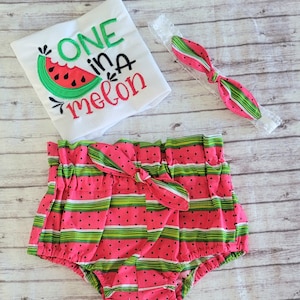 Watermelon birthday Outfit, Girl First Birthday Outfit,One in the Melon outfit,Watermelon Party, For Girl, Cake smash outfit Birthday Outfit