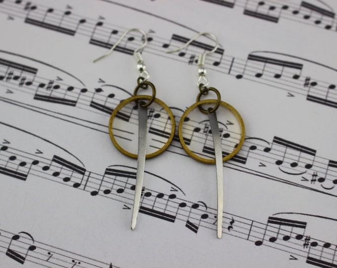 Alto Saxophone Earrings Made from authentic musical music instrument Vintage Band Music note Jewelry Made from actual Alto Sax