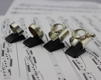 Silver Flute Ring Made from authentic musical music instrument Vintage Band Music note Jewelry from actual Silver Flute Women's Finger Ring