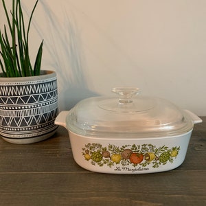 Seltene Vintage Corning Ware Spice of Life L&#39;echalote La Marjolaine, Casserole Schale mit Glas top, 2 Qt - Versandkostenfrei