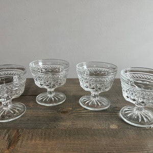 Four Matching Glass Cut Glass Dessert Goblets