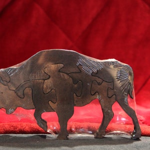 Buffalo, puzzle ,wood jigsaw ,wooden , toys  Bison, children, wood puzzle,