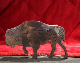 Buffalo, puzzle ,wood jigsaw ,wooden , toys  Bison, children, wood puzzle,