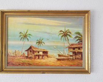 Peinture à l'huile de paysage d'Equateur par Hector Gustavo Monfayo.