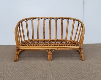 Vintage Salesman Sample Love Seat Miniature Doll Size Settee Sofa 15.5 inches
