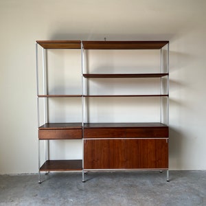 1960's George Nelson Walnut and Aluminum Shelving Wall Unit image 1