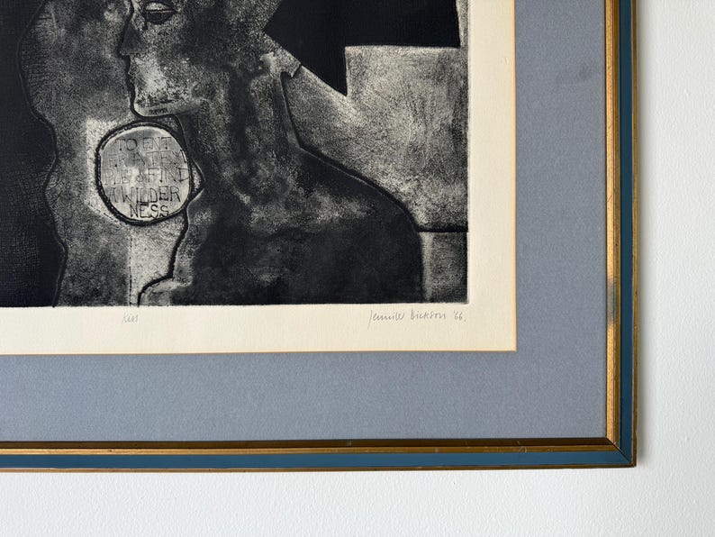 Jennifer Dickson, South African 1936 KISS Figurative Etching, Signed Etsy