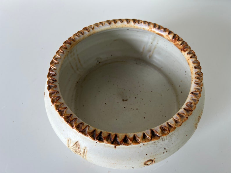 Vintage Organic Speckled Glazed Pottery Bowl image 2