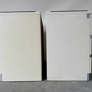 1980's Post-Modern Lacquered White Nightstands by Roger Rougier A Pair image 6