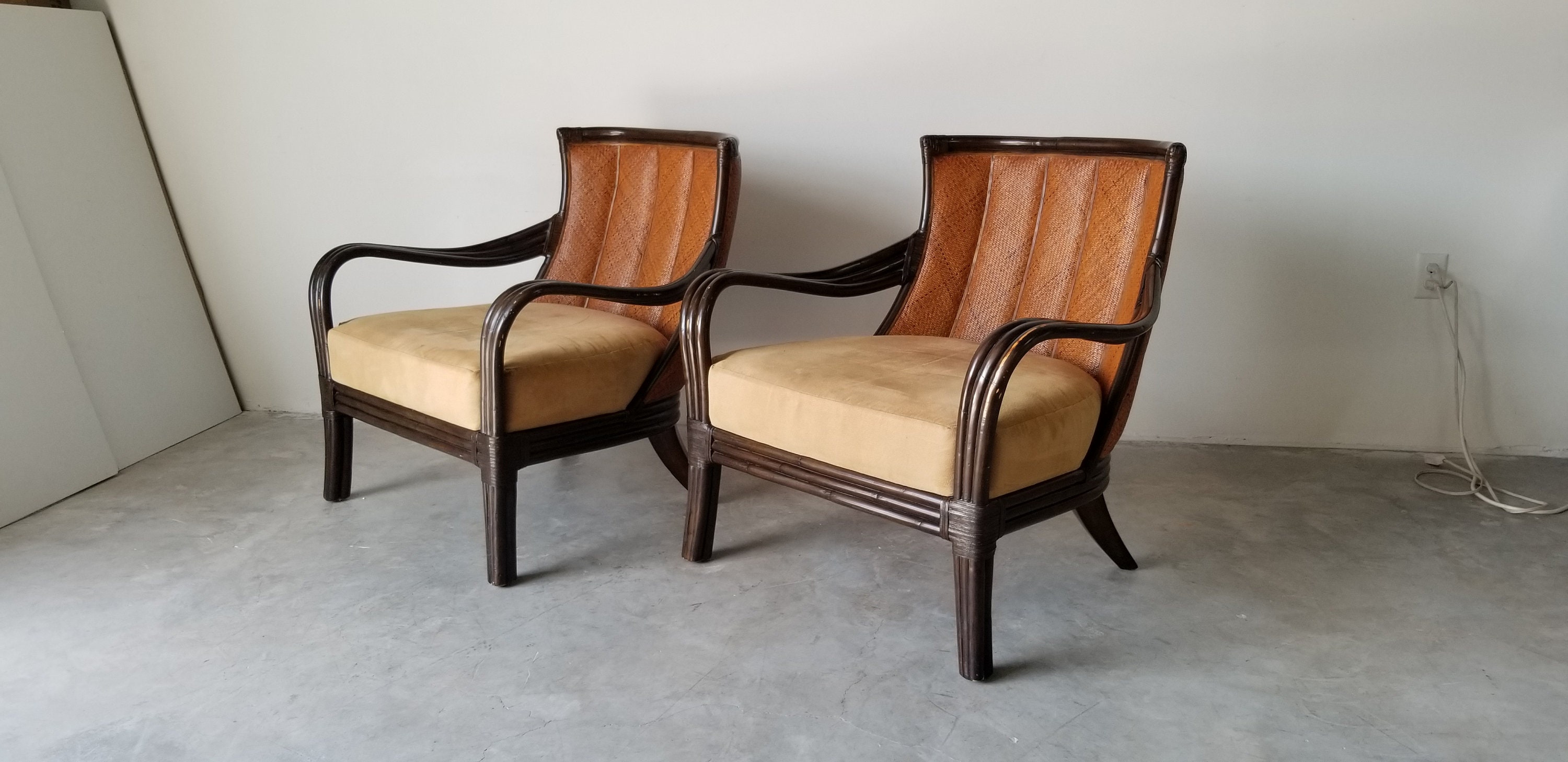 Vintage Palecek of San Francisco Rattan Lounge Chairs a Pair. Etsy