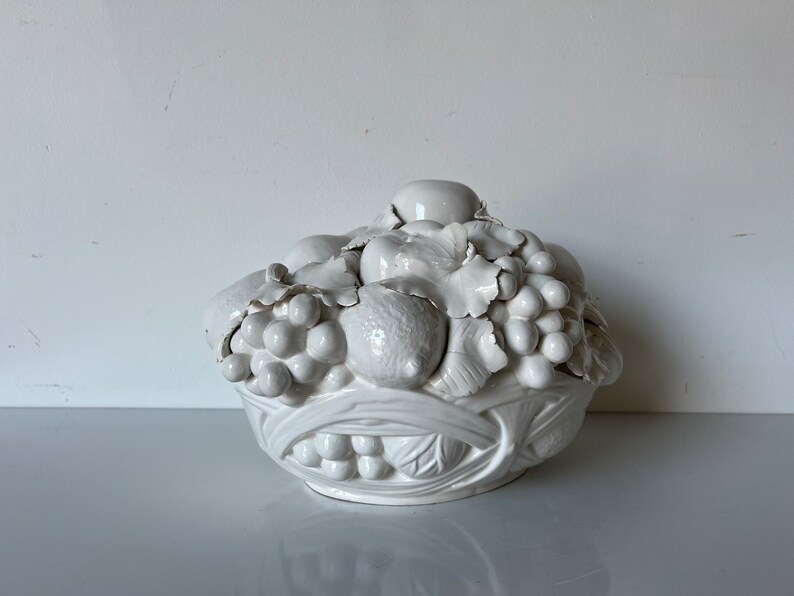 Vintage White Blanc De Chine Fruit Basket Etsy