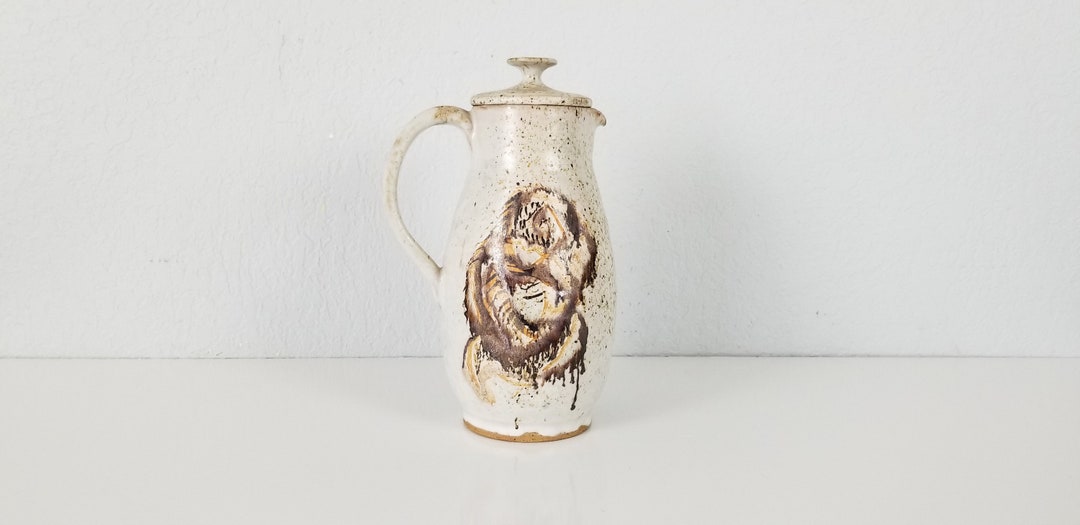 1970s Mid-century Studio Pottery Pitcher Vase With Lid, Signed - Etsy