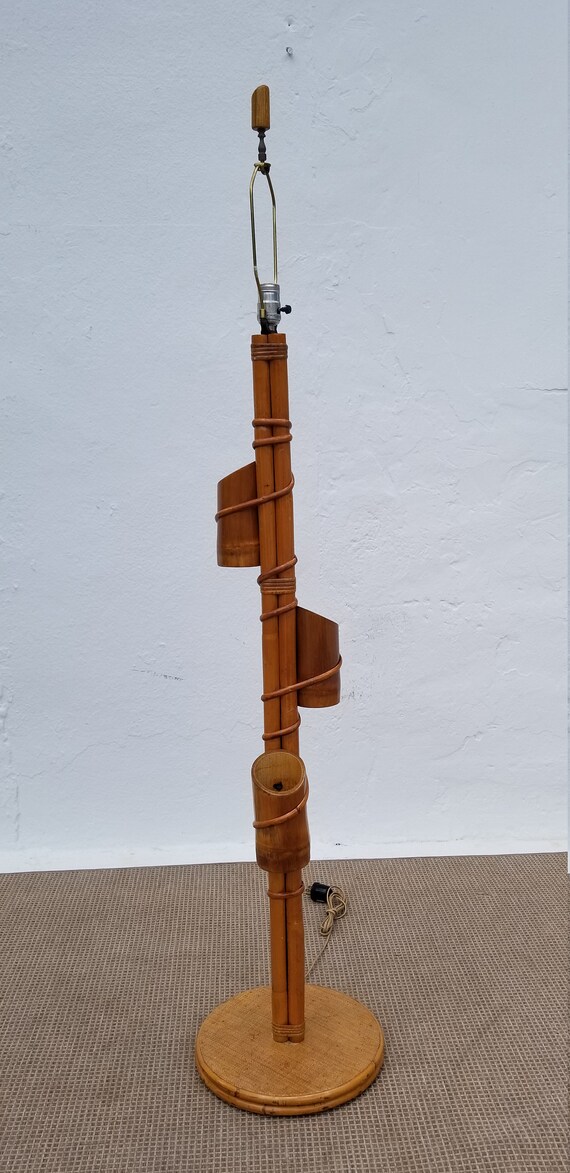 Vintage Tropical Decor Rattan Floor Lamp Etsy
