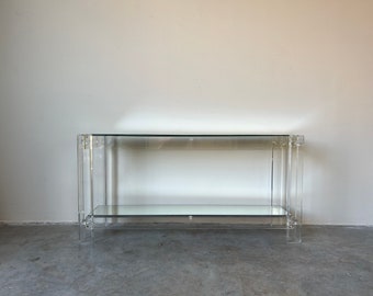 70's Mid-Century Two - Tier Lucite Console Table