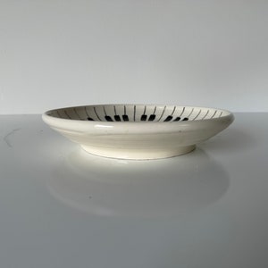 Vintage White and Black Ceramic Glazed Decorative Plate, Signed image 4