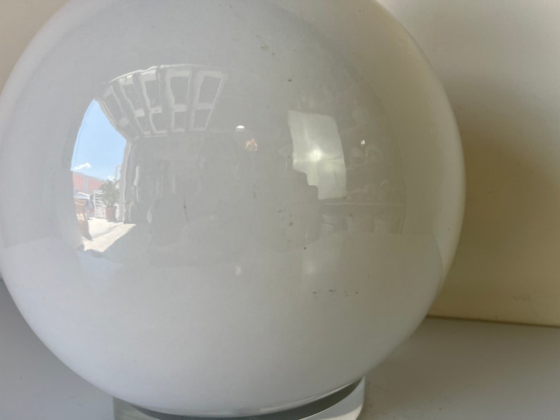 80's Postmodern Sphere Ball Shape Ceramic Table Lamp on Lucite Base image 7