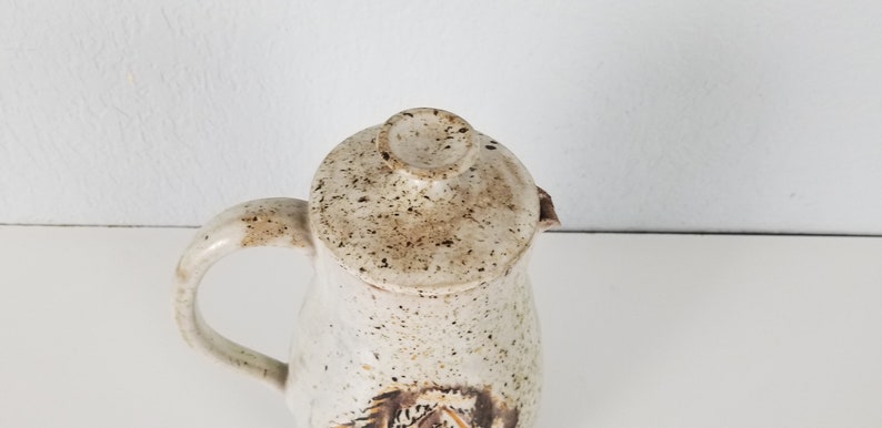 1970s Mid-Century Studio Pottery Pitcher Vase with Lid, Signed image 10