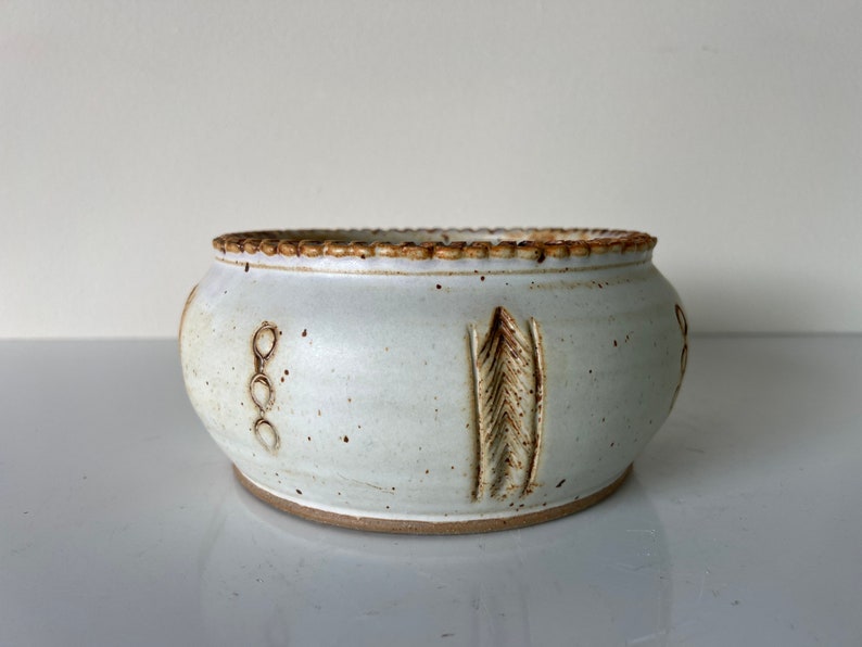 Vintage Organic Speckled Glazed Pottery Bowl image 3