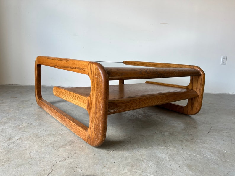 Midcentury Lou Hodges Cantilevered Oak Square Coffee Table Etsy