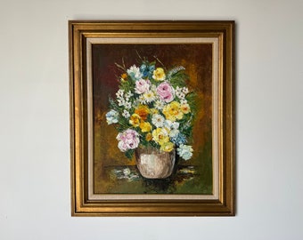 1977 Lauerbrach  Floral Still Life Oil Painting, Framed