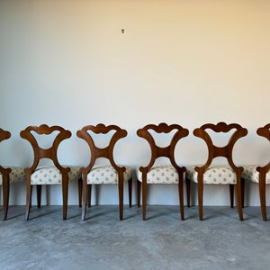 70's Hollywood Regency Biedermeier style Walnut Dining Chairs Set Of 6 image 6