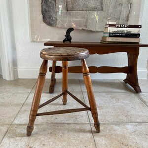 Vintage French Country Style Three Legged Stool image 2