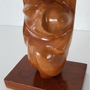 Italian Vintage Hand Carved Wood Abstract Sculpture . image 4