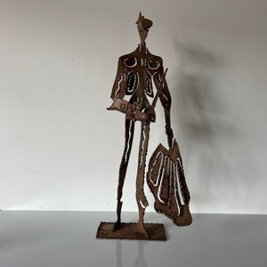 Vintage Hand Wrought Iron Brutalist Matador Sculpture image 1
