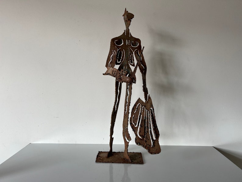 Vintage Hand Wrought Iron Brutalist Matador Sculpture image 1
