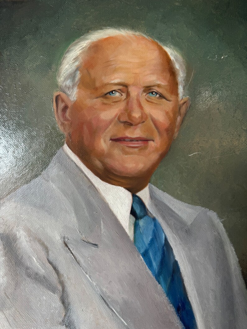 60's Ligles Original Oil Portrait Painting of an Older Man image 8